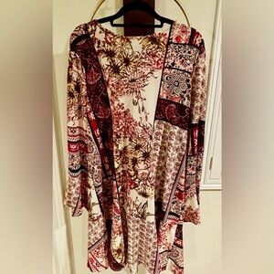 Beige by eci Printed Patchwork dress/blouse in Cream, Pink & Brown